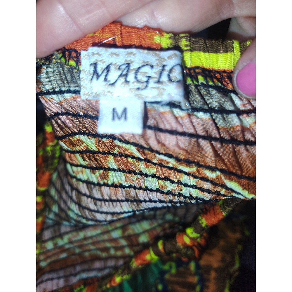 Magic Womens Multi Color Tribal Smocked Strapless Tube Dress Skirt Size M Boho - Picture 2 of 3